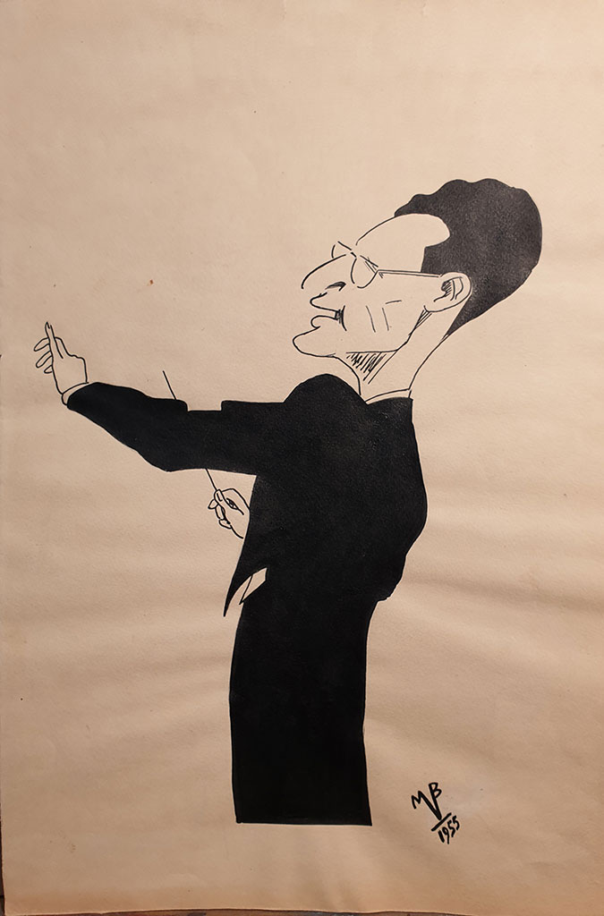 „Dirigent Kurt Sanderling“Papier, Tusche,1955, Michail Werzhbinskiy