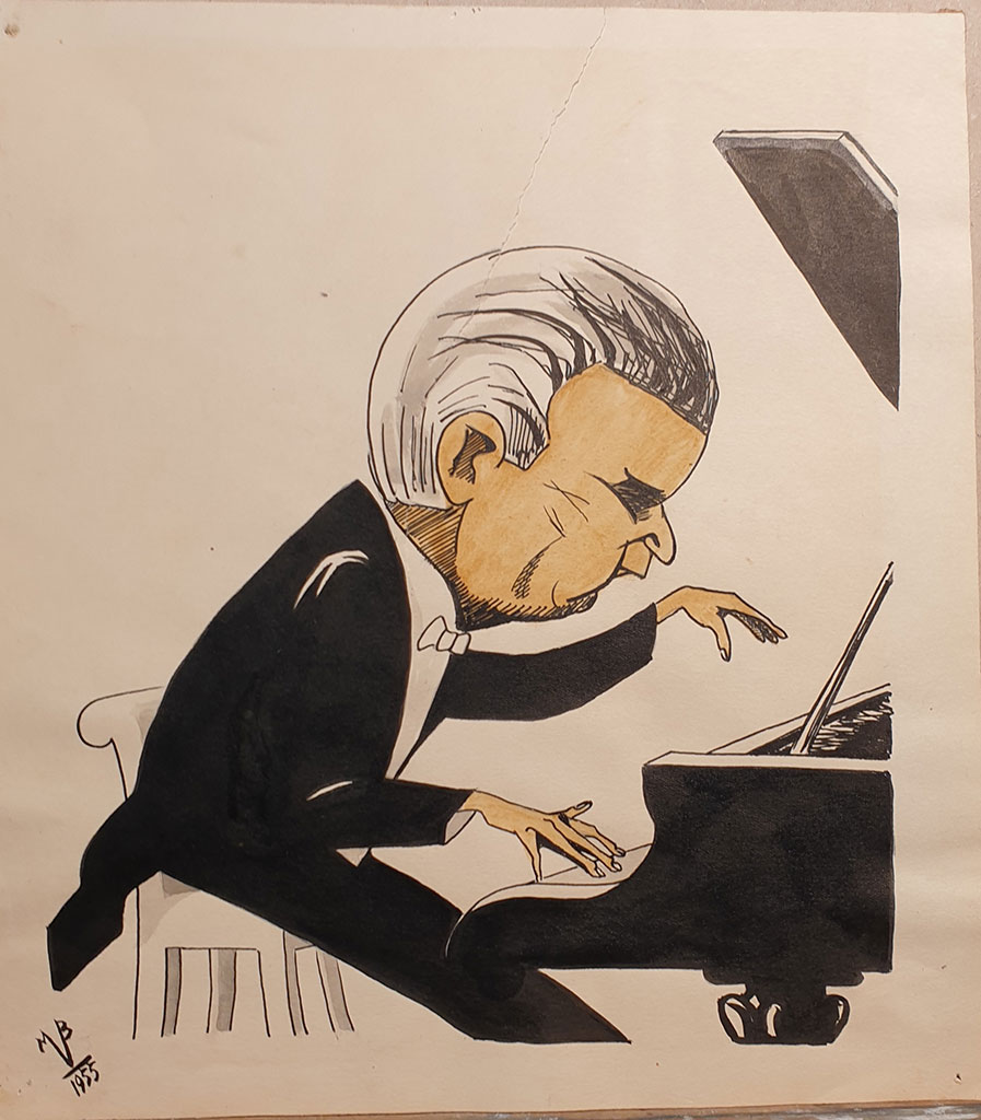 «Пианист профессор Павел Серебряков», бумага, тушь, 1955 г., Михаил Вержбинский